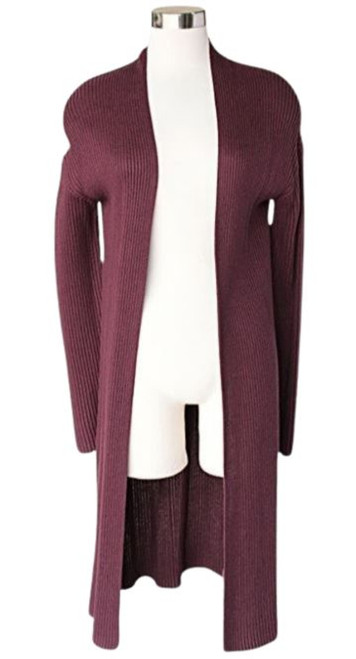 Keren Hart Women's Wine Open Cardigan Button Long Sleeve