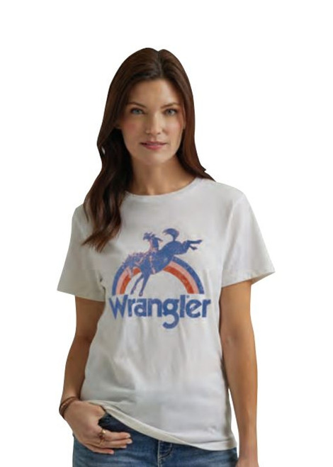 Wrangler Womens Marshmallow Heather Bronco Short Sleeve Shirt