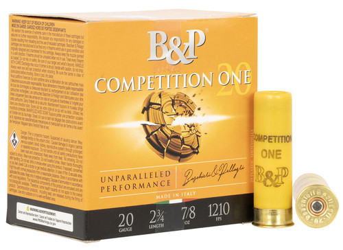B&P 20B78CP8 Competition ONE 20 Gauge 2.75" 7/8 oz 8 Shot 25 Per Box/ 10 Cs
