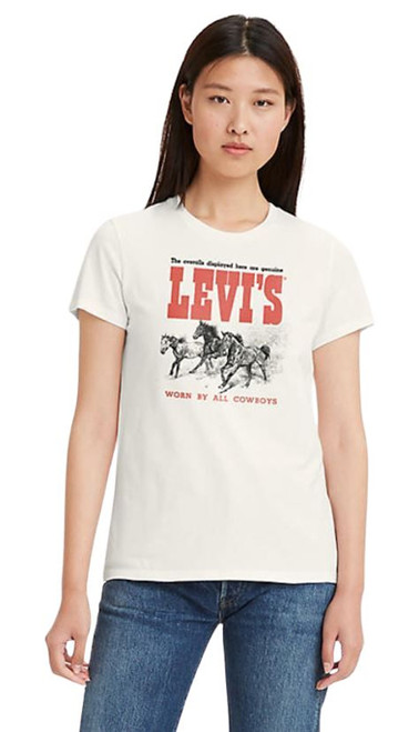 Levi's Women's The Perfect Tee Horse Trio Egret Graphic Short Sleeve
