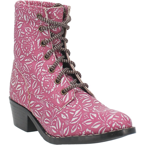 Dan Post Girl's Round Toe Chently Pink Lace Up Boots