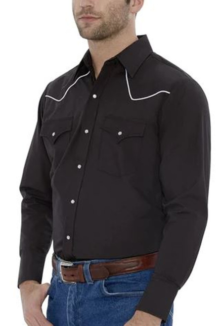 Ely & Walker Mens Long Sleeve Western Snap Shirt with Piping