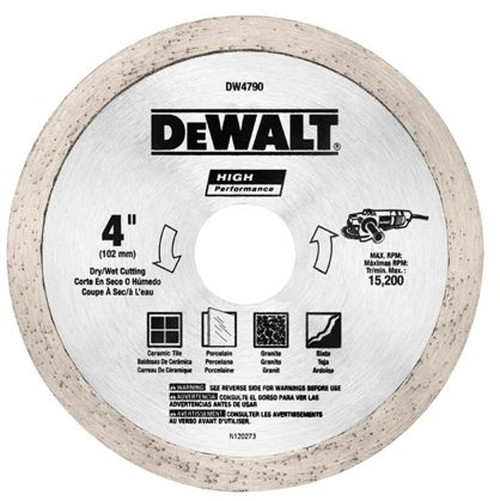 DeWalt Tile Blade High Performance 4" D X 5/8" Diamond Wet/Dry