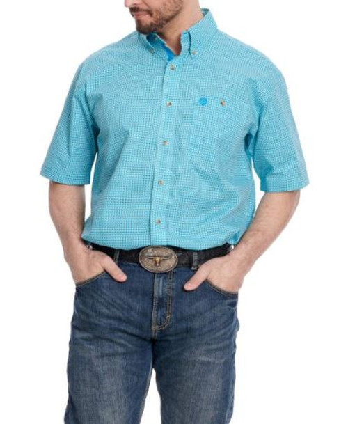 Wrangler Mens George Strait Turquoise Western Short Sleeve Shirt