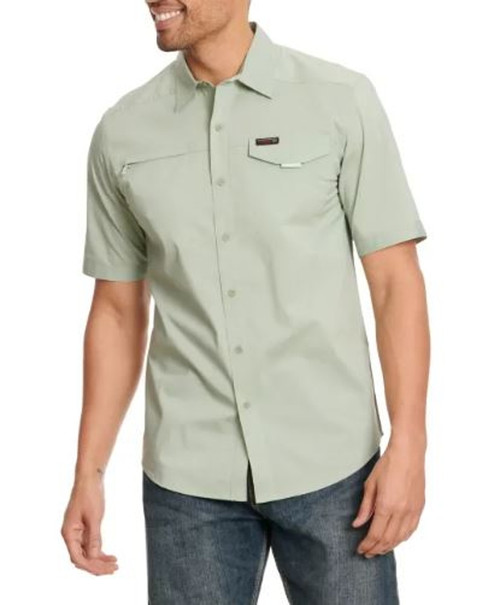 Wrangler Mens Soft Sage Asymmetric Short Sleeve Shirt