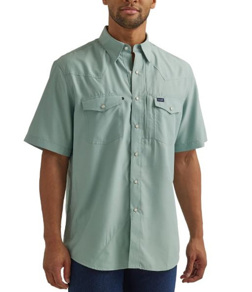 Wrangler Mens Short Sleeve Solid Grey Performance Shirt