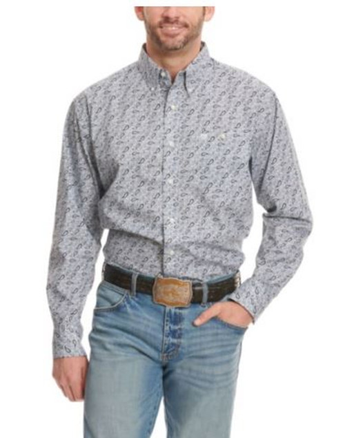 Wrangler Mens Classic Paisley Relaxed Fit Button Down Long Sleeve Shirt