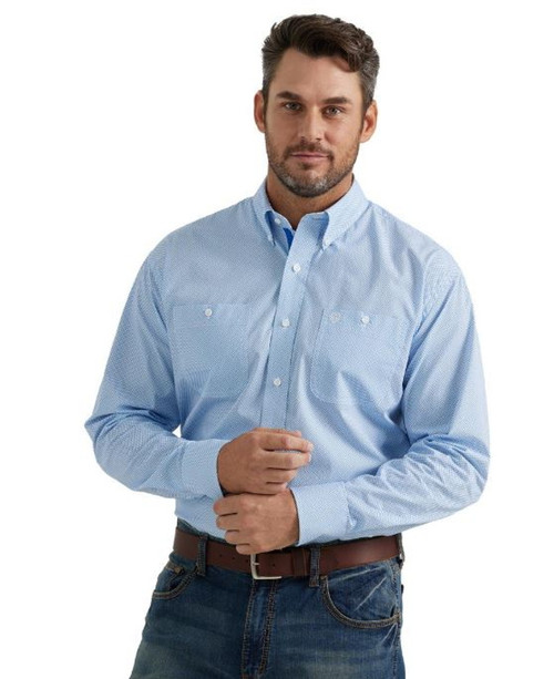 Wranger Mens George Strait Blue Long Sleeve Shirt