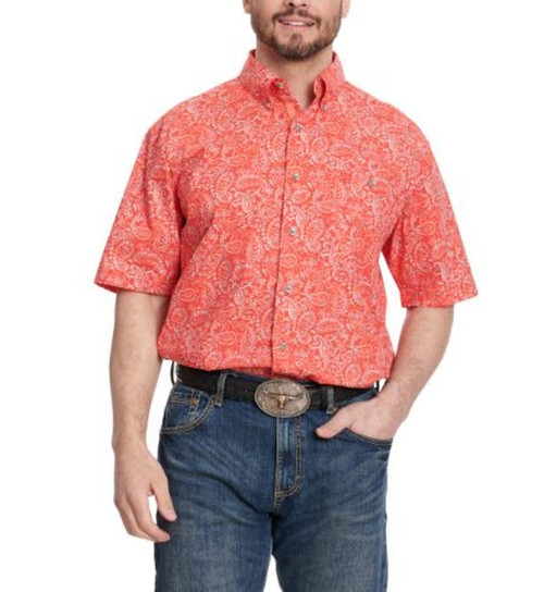 Wrangler Mens George Strait Red Paisley Short Sleeve Shirt