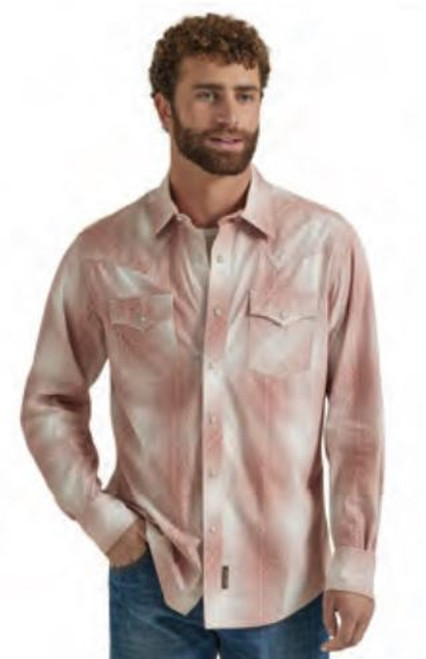 Wrangler Mens Cream Retro Premium Long Sleeve Shirt