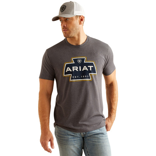 Ariat Men's Titanium Heather Southwest Shape Logo Short Sleeve Shirt