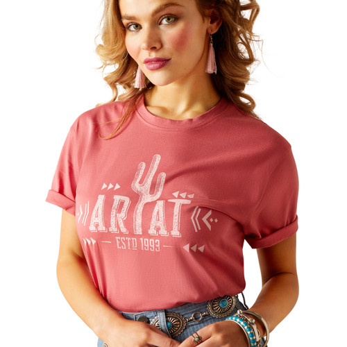 Ariat Ladies Slate Rose Cactus Logo Short Sleeve Shirt