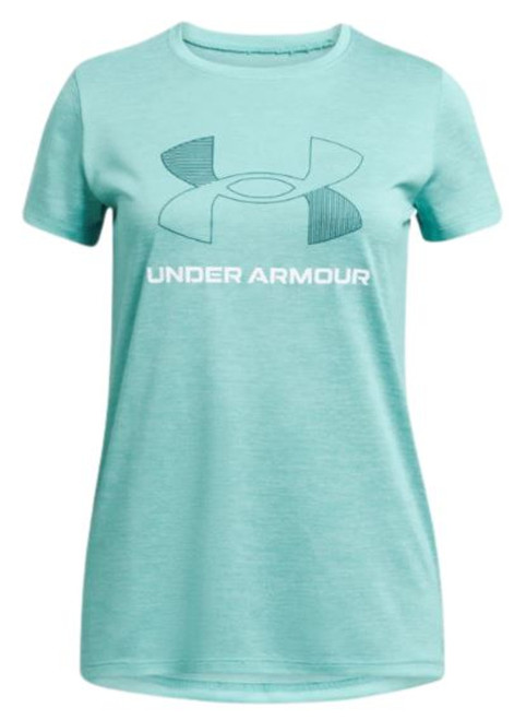 Under Armour Girls' Turquoise UA Tech Twist Big Logo Short Sleeve