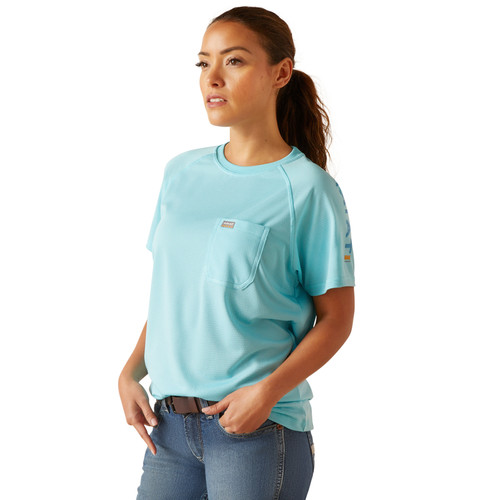 Ariat Ladies Arctic Blue Rebar Heat Fighter Short Sleeve Shirt