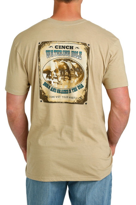 Cinch Men's Tan Watering Hole Short Sleeve Graphic Shirt