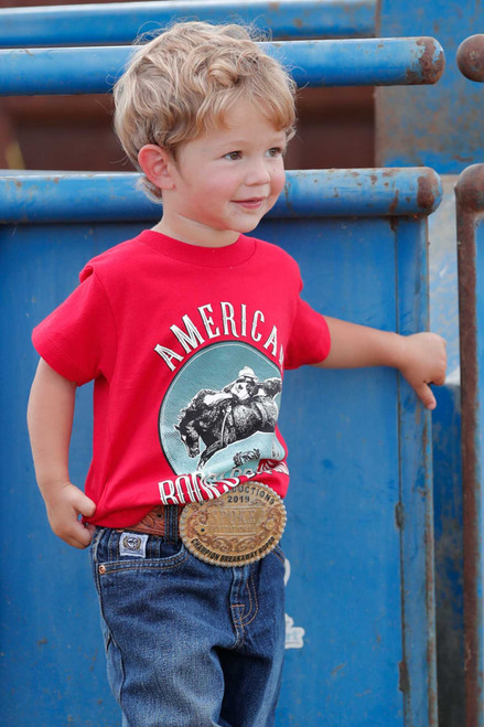 Cinch Toddler Boy's Red American Rider Graphic Short Sleeve Shirt