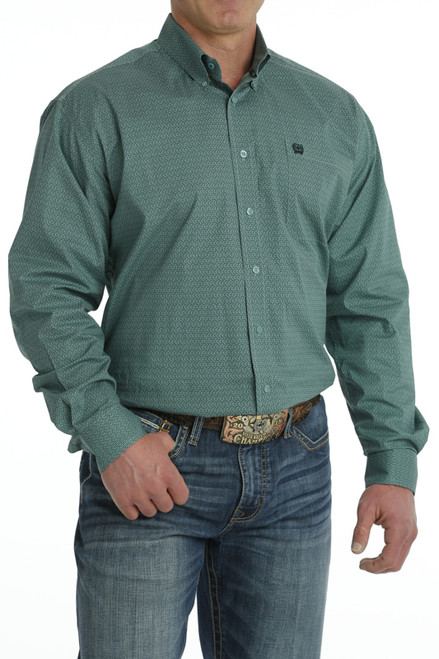 Cinch Men's Solid Turquoise Button Down Western Long Sleeve Shirt