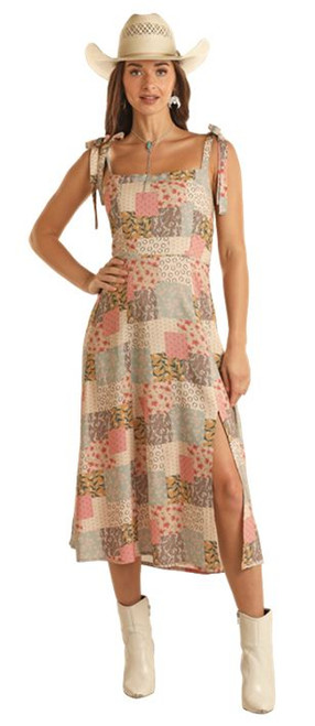 Rock & Roll Cowgirl Women's Rose/Mauve Panel Dress with Quilted Print