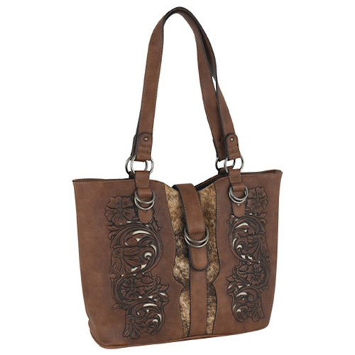 Justin Women's Brown Tote w/Hair On and Bone Inlay
