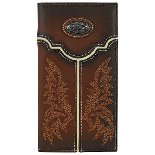 Justin Men's Genuine Leather Rodeo Wallet with Burnished Tan Yoke and Concho