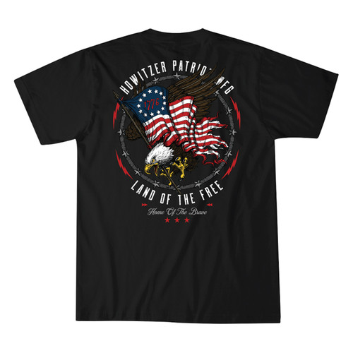 Howitzer Men's Black Patriot Eagle w/Flag Graphic Short Sleeve Shirt