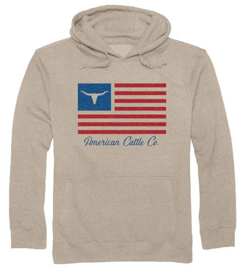 Rural Cloth  Men's Tan ACC Flag Long Sleeve Pullover Hoodie