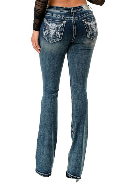 Grace in LA Women's Medium Wash Mid Rise Stretch Bootcut Jeans