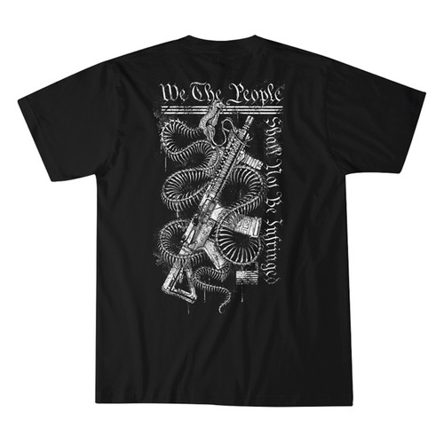 Howitzer Men's Black "We The People" Bone Snake w/Rifle Graphic Short Sleeve Shirt