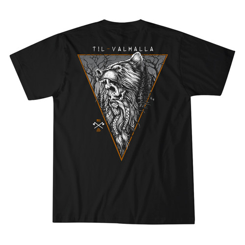 Howitzer Men's Black Viking Bear Triangle Graphic Short Sleeve Shirt