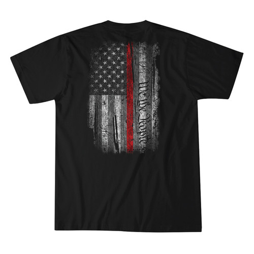 Howitzer Men's Black Stained Red Line Flag Graphic Short Sleeve Shirt