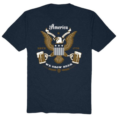 Rural Cloth Men's Blue America Beer Eagle Short Sleeve Shirt