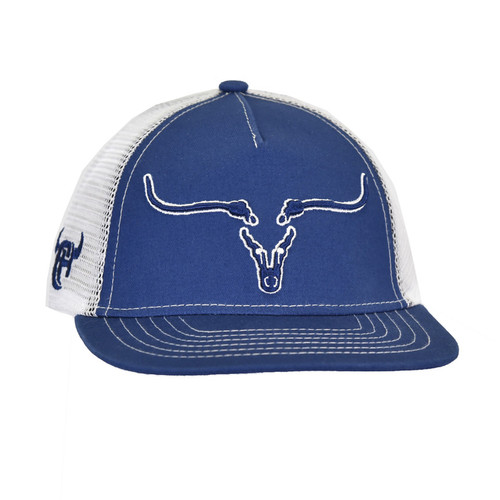 Cowboy Hardware Kids Blue and White 3D Ghost Steer Mesh 5 Panel Cap with Snap Back