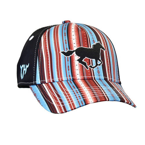 Cowgirl Hardware Kids Black & Turquoise Serape Print with Horse Graphic Adjustable Cap