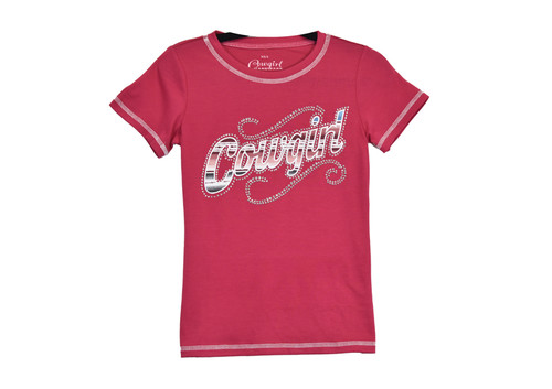 Cowgirl Hardware Girl's Berry Serape Cowgirl w/Bling Print Short Sleeve T-Shirt