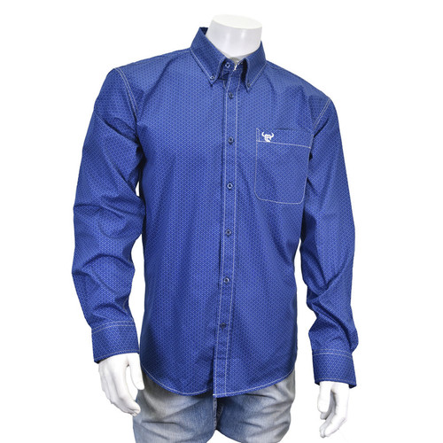Cowboy Hardware Men's Blue Diamond Plate Long Sleeve Western Snap Shirt