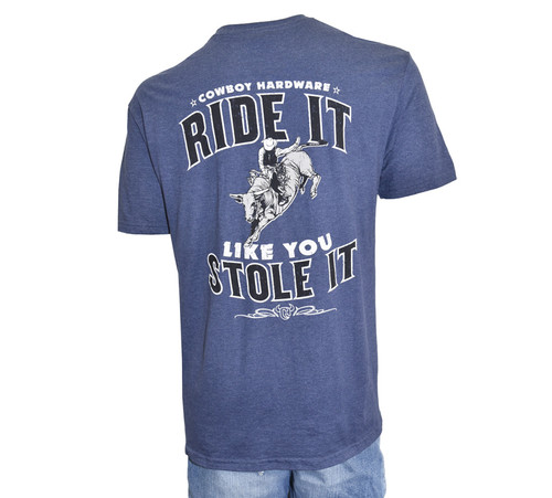 Cowboy Hardware Men's Navy Ride It Like You Stole It Short Sleeve T-Shirt