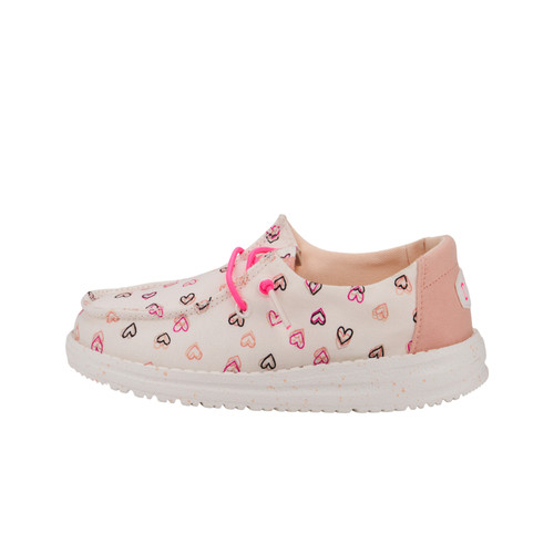 Hey Dude Girls Wendy Toddler Double Hearts White/Pink Casual Slip On Shoes