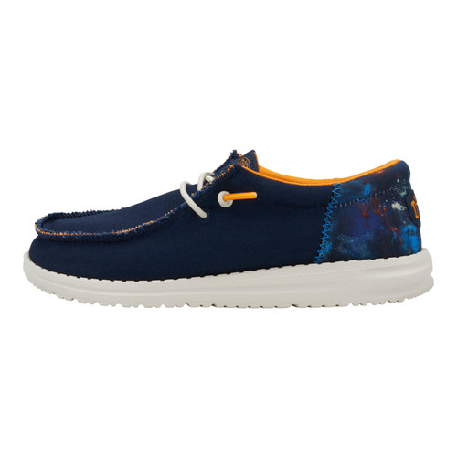 Hey Dude Boy's Wally Youth Funk Navy/Orange Splatter Casual Slip On Shoes