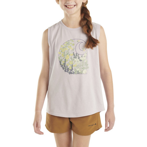 Carhartt Girls Orchid Petal Sleeveless Floral "C" T-Shirt