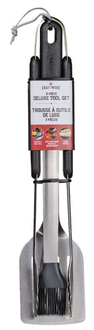 Craftworx Deluxe 3-Piece Tool Set - Spatula, Tongs & Basting Brush