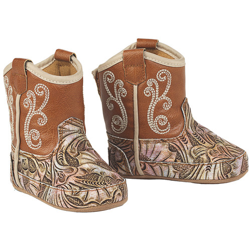 Twister Infant Girls Multi Colored Elizabeth Style Floral Embossed Baby Bucker Boots