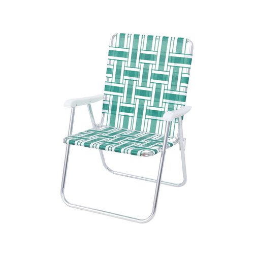 Livingscape Green and White Folding Web Chair