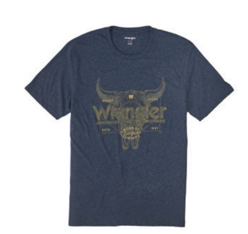 Wrangler Mens Dark Sapphire Heather Regular Fit Short Sleeve Shirt