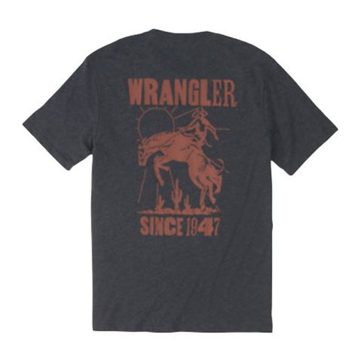 Wrangler Mens Washed Black Bronco Short Sleeve Shirt