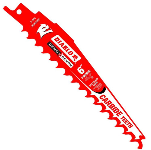 Diablo 6" 3TPI Demo Demon Carbide Teeth Reciprocating Saw Blade for Clean Wood and Pruning