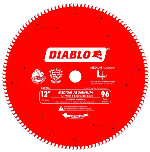 Diablo 12" X 96 Teeth Saw Blade for Medium Aluminum