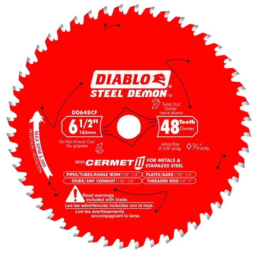 Diablo 6-1/2" X 48 Teeth Steel Demon Cermet Saw Blade for Medium Metal