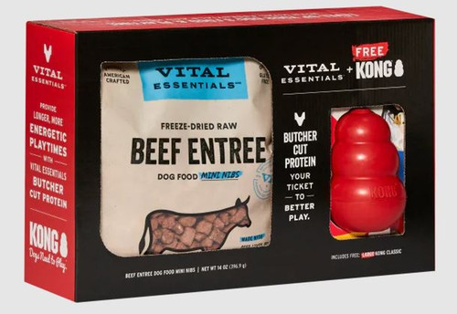 Vital Essentials Freeze Dried Beed Mini Nibs and Medium Kong Toy