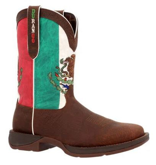 Durango Men's Rebel Sandy Brown/Mexico Flag Square Toe Western Boot