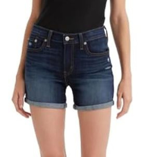 Levi's Women's Mid Length Young and Old Dark Wash Denim Shorts